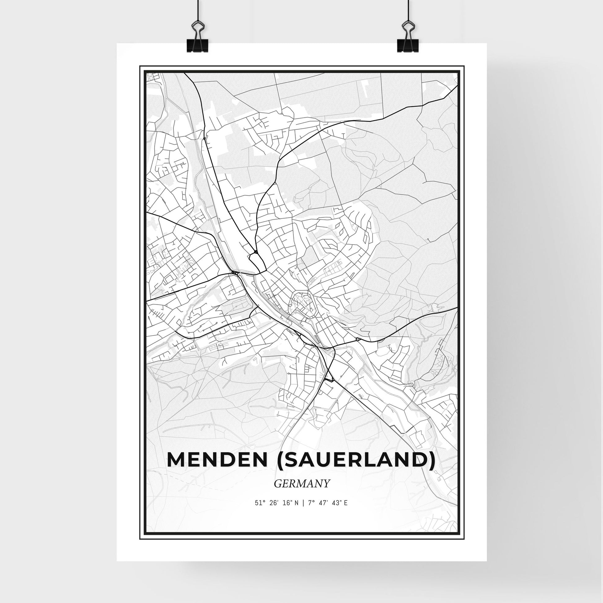 Menden (Sauerland) Germany - Premium City Map Poster