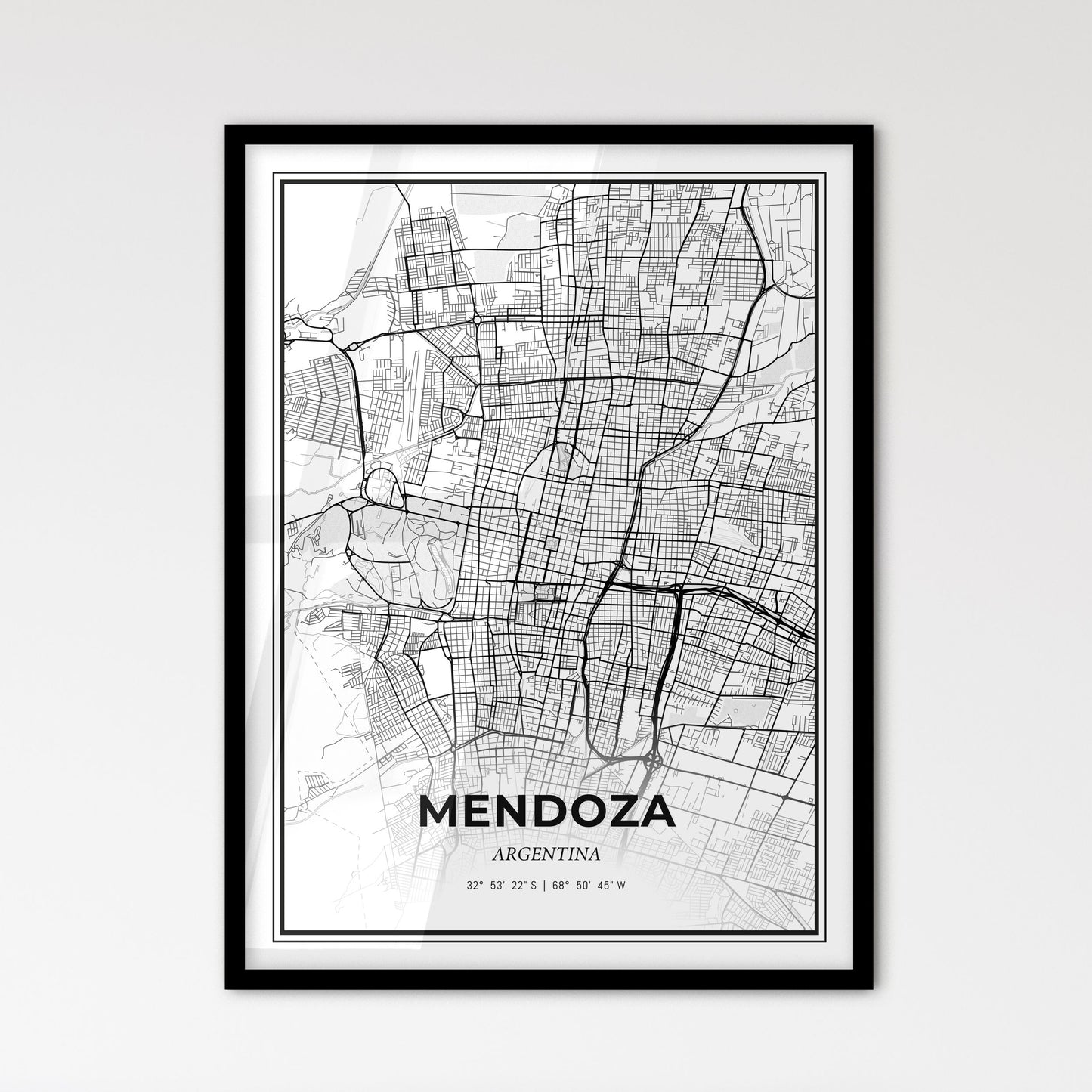 Mendoza Argentina - Scandinavian Style City Map for Modern Home Decor