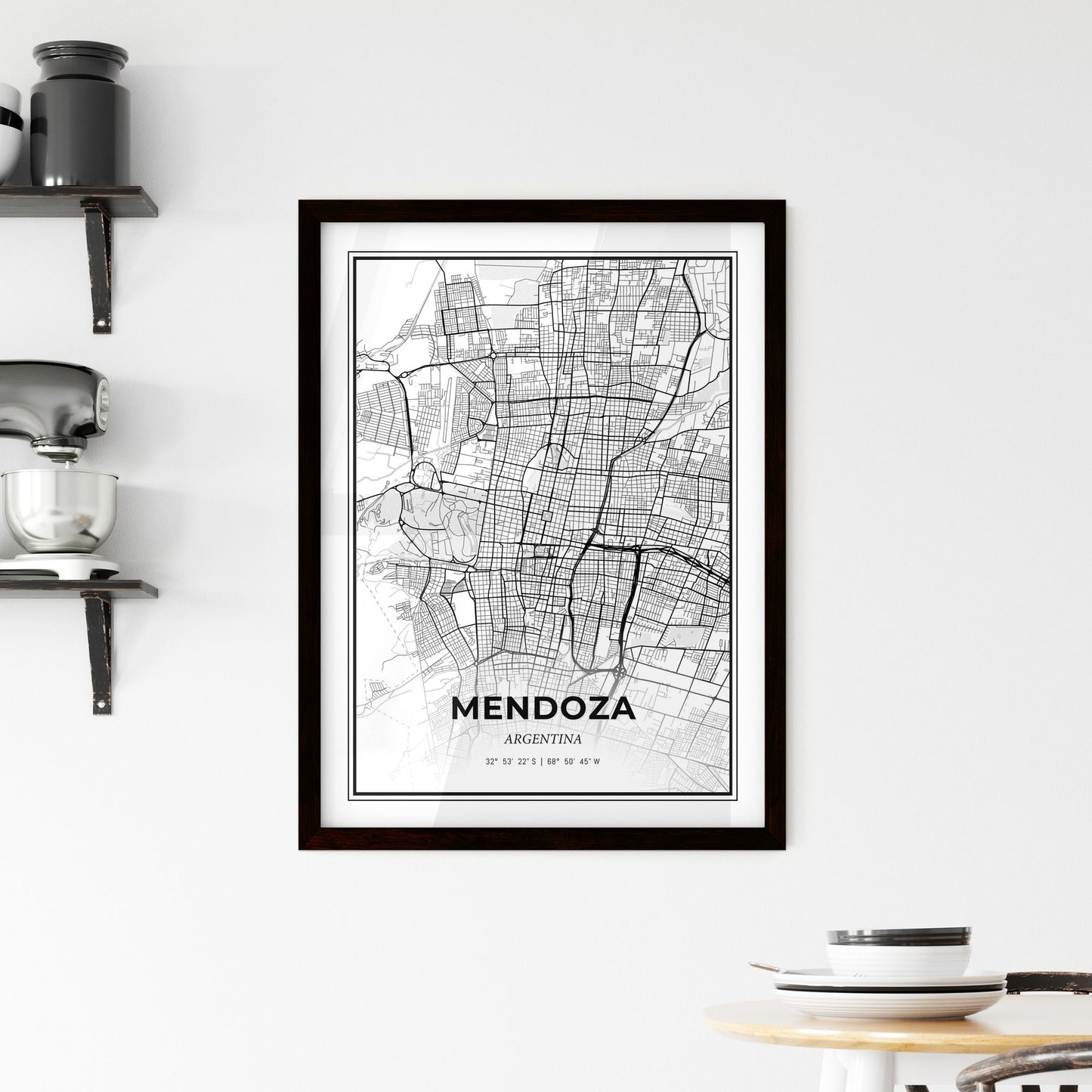 Mendoza Argentina - Minimal City Map