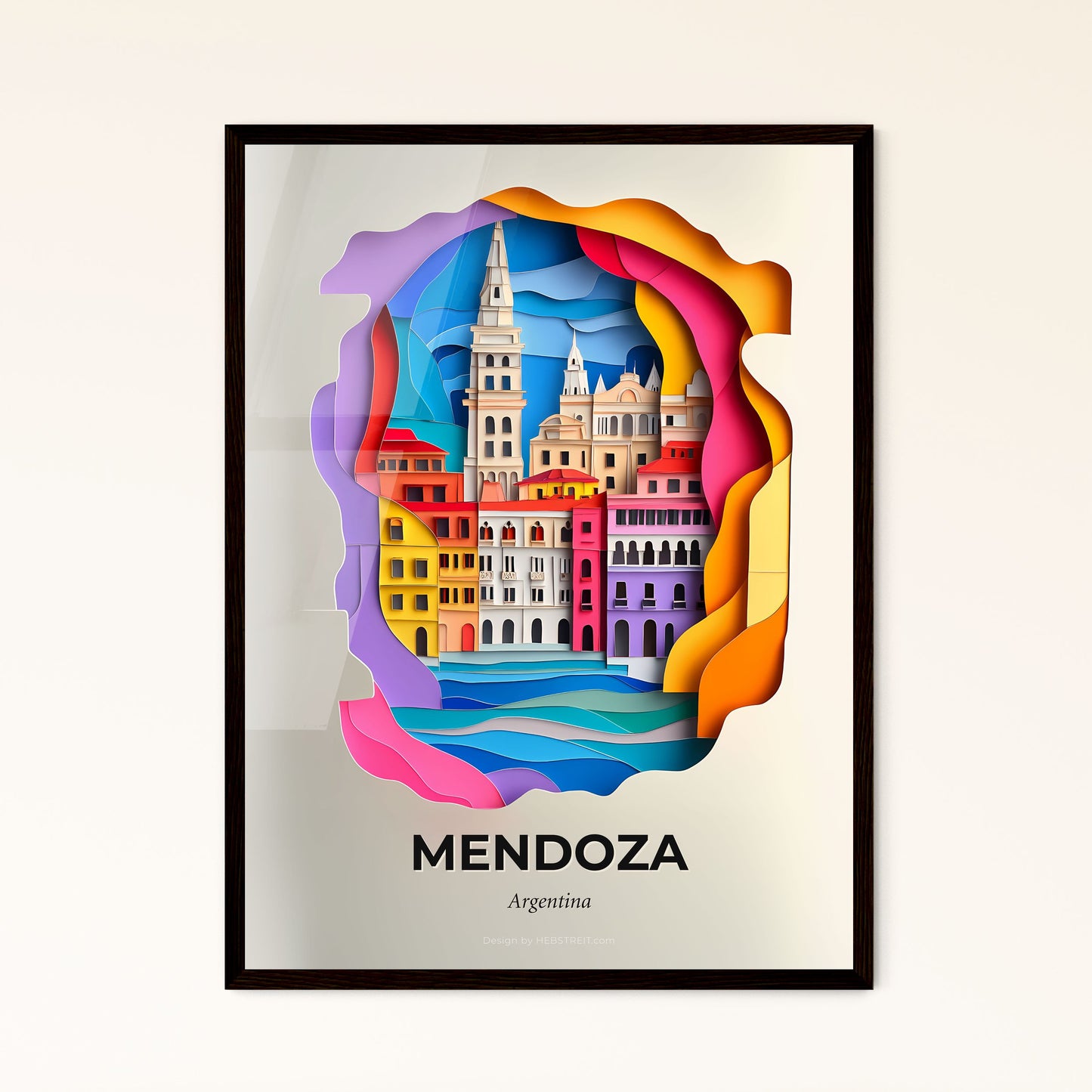 Vivid Mendoza, Argentina - a colorful city with a clock tower in the middle