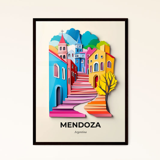 Vivid Mendoza, Argentina - a colorful city with a tree and stairs