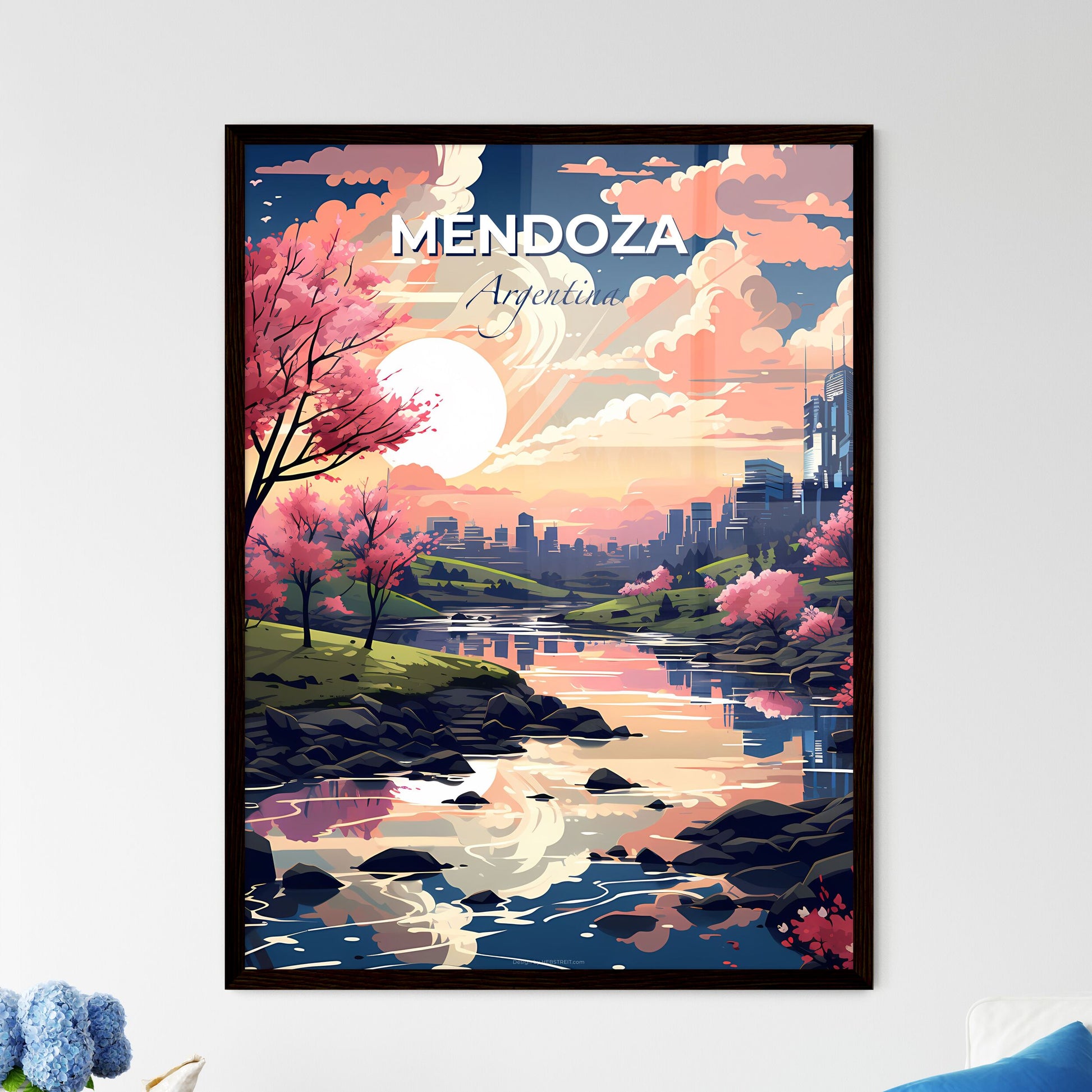 Mendoza Argentina Skyline - Vibrant Cityscape Painting Featuring the Mendoza River Default Title