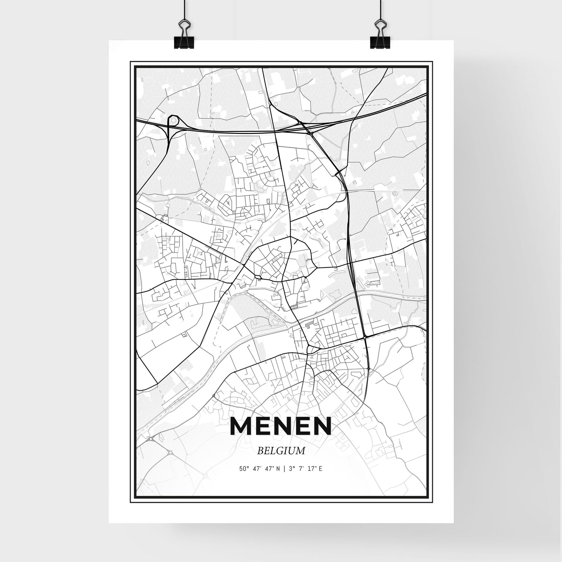 Menen  Belgium - Premium City Map Poster