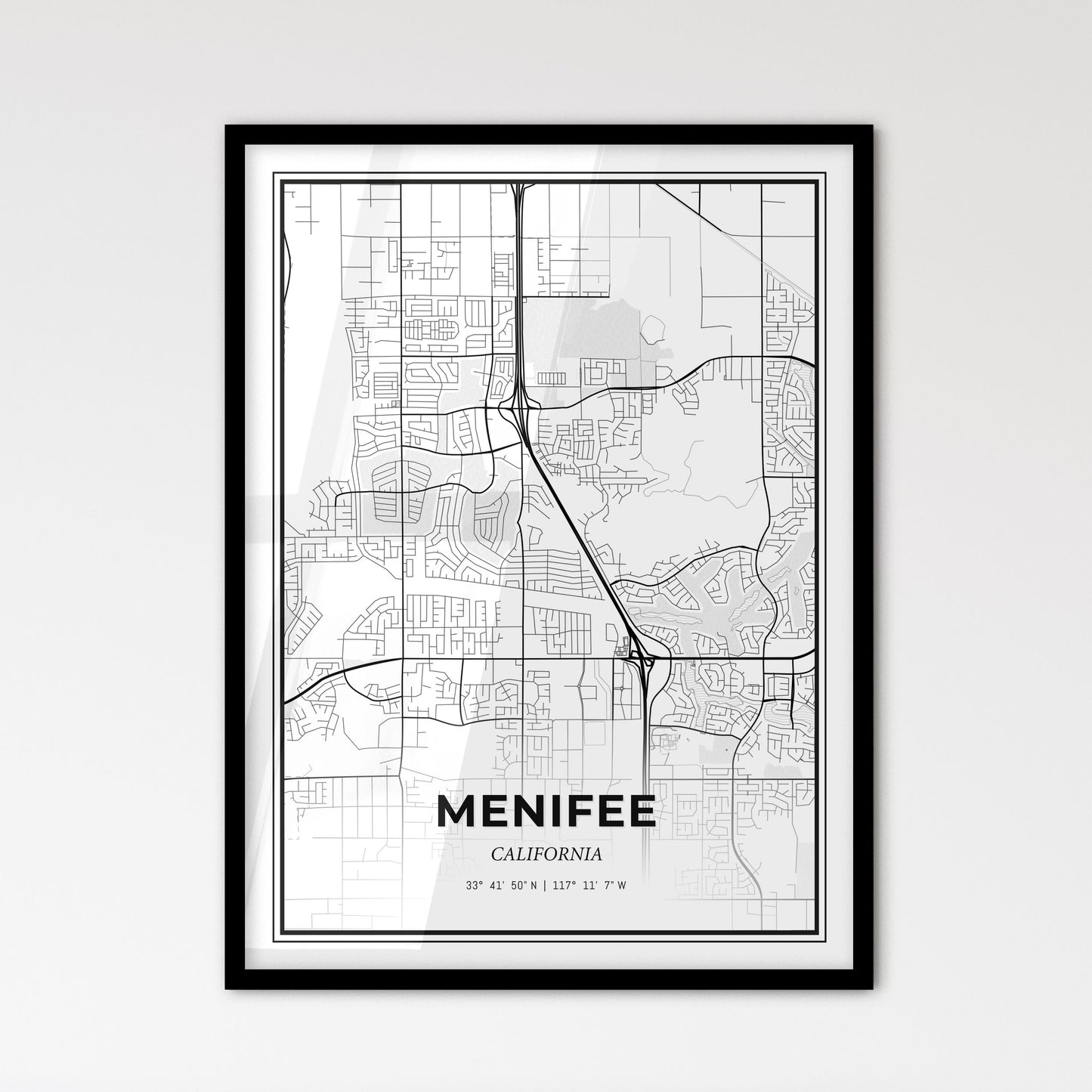 Menifee California - Scandinavian Style City Map for Modern Home Decor