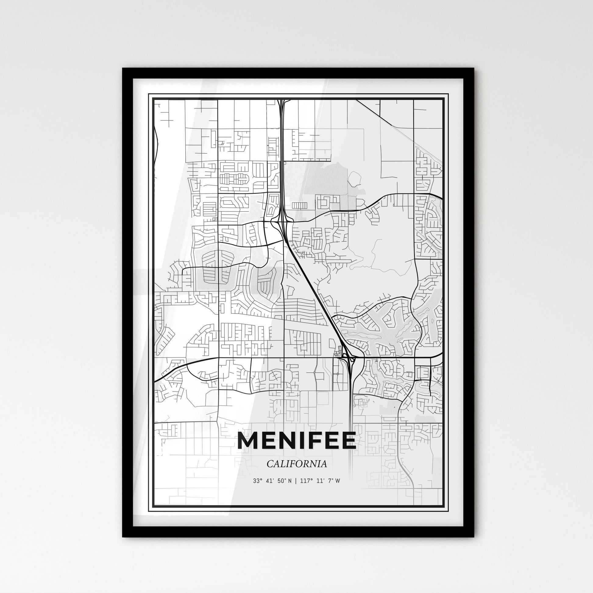 Menifee California - Scandinavian Style City Map for Modern Home Decor