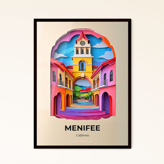 Vivid Menifee, California - a colorful archway with a clock tower in the middle