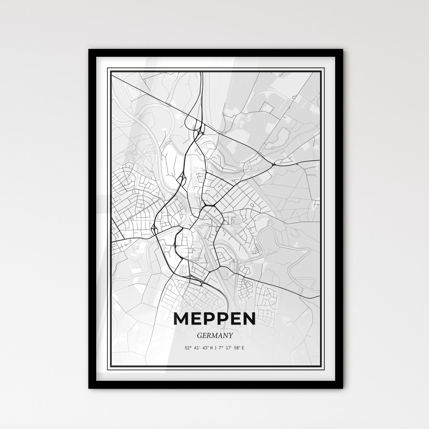 Meppen Germany - Scandinavian Style City Map for Modern Home Decor