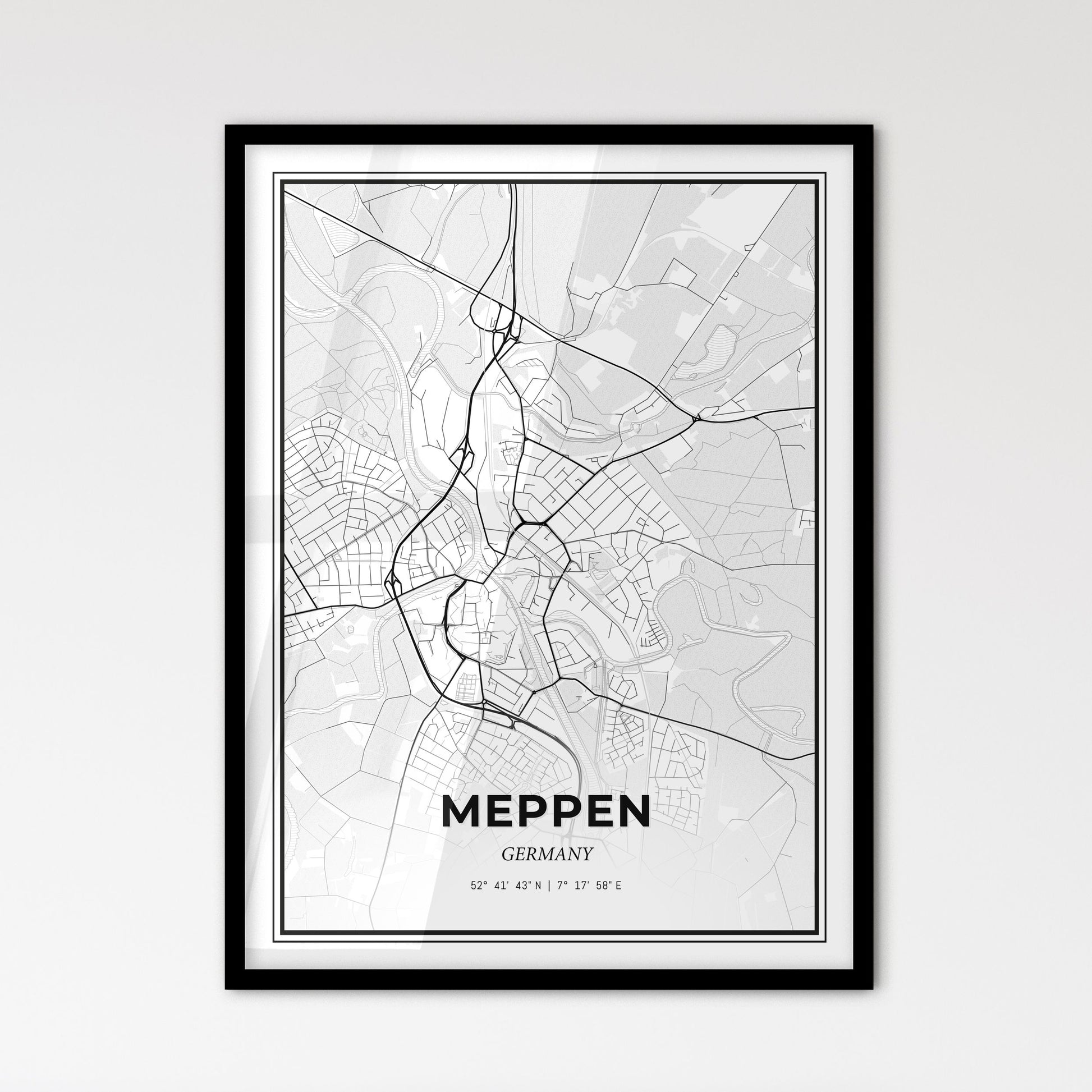 Meppen Germany - Scandinavian Style City Map for Modern Home Decor