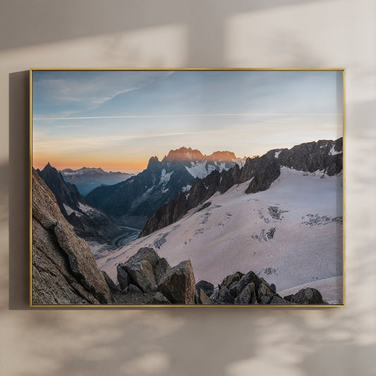 Mer de Glace Sunset Wall Art Print – Chamonix Glacier Photography