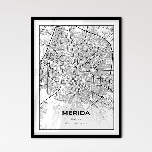 Mérida Mexico - Scandinavian Style City Map for Modern Home Decor