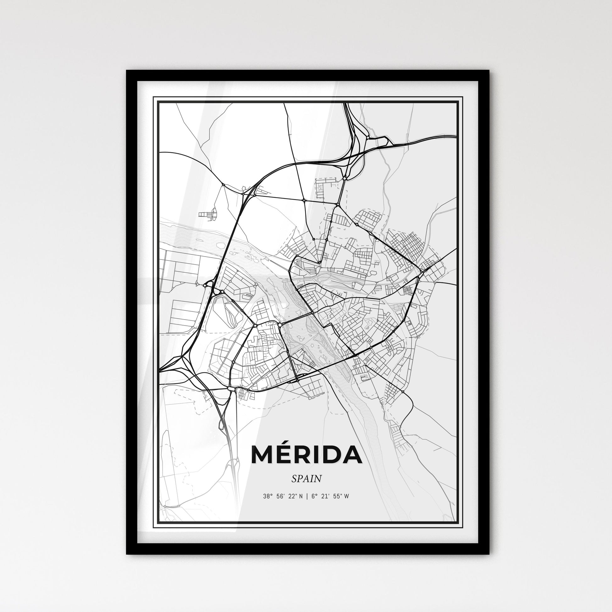 Mérida Spain - Scandinavian Style City Map for Modern Home Decor