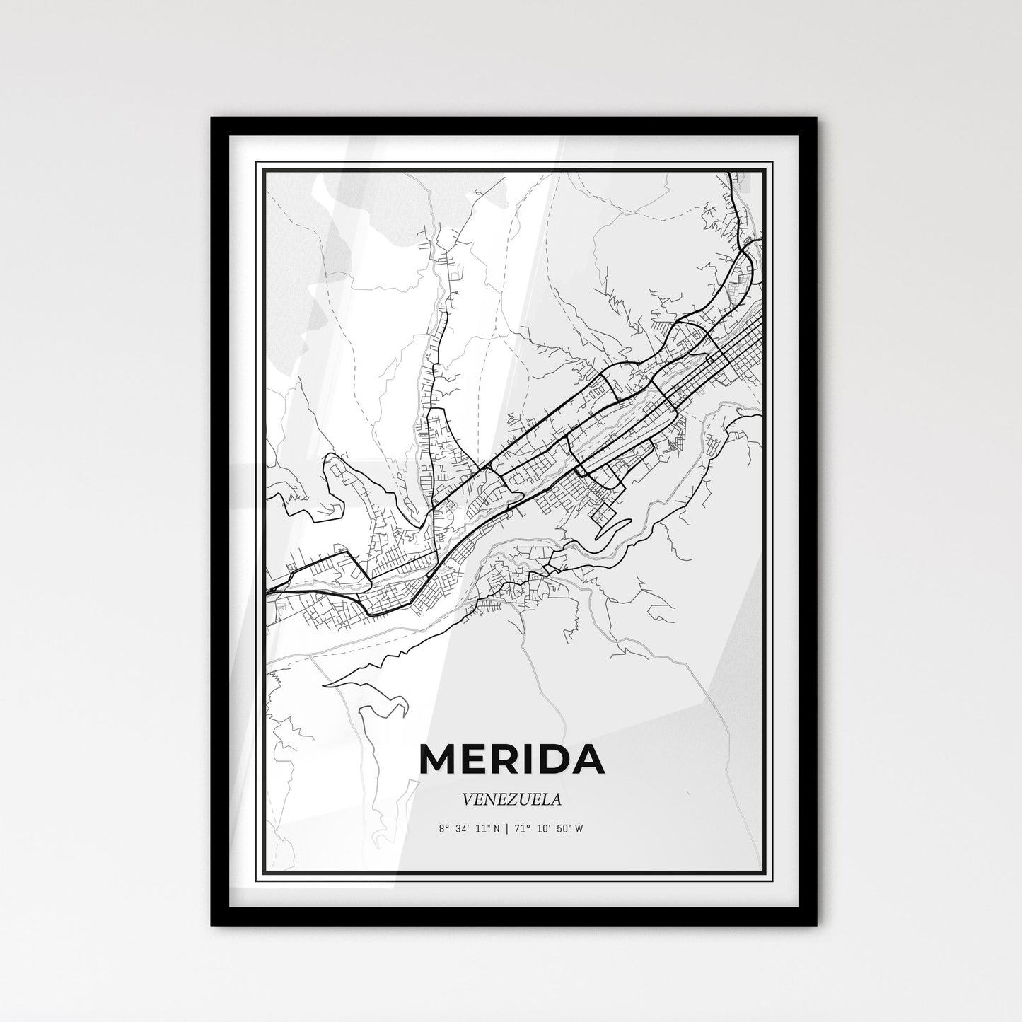 Merida Venezuela - Scandinavian Style City Map for Modern Home Decor