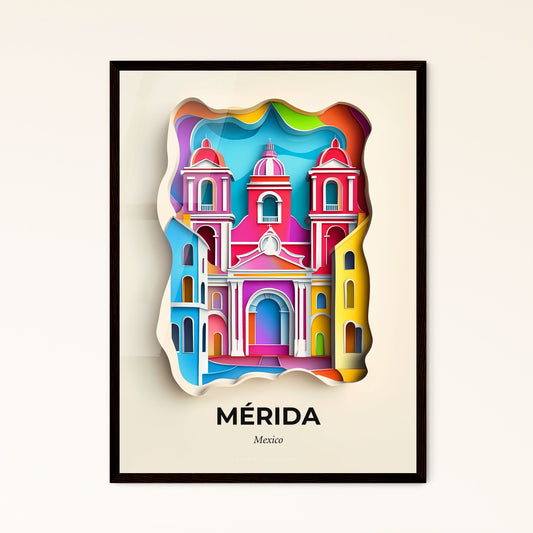 Vivid Mérida, Mexico - a colorful paper cut of a church