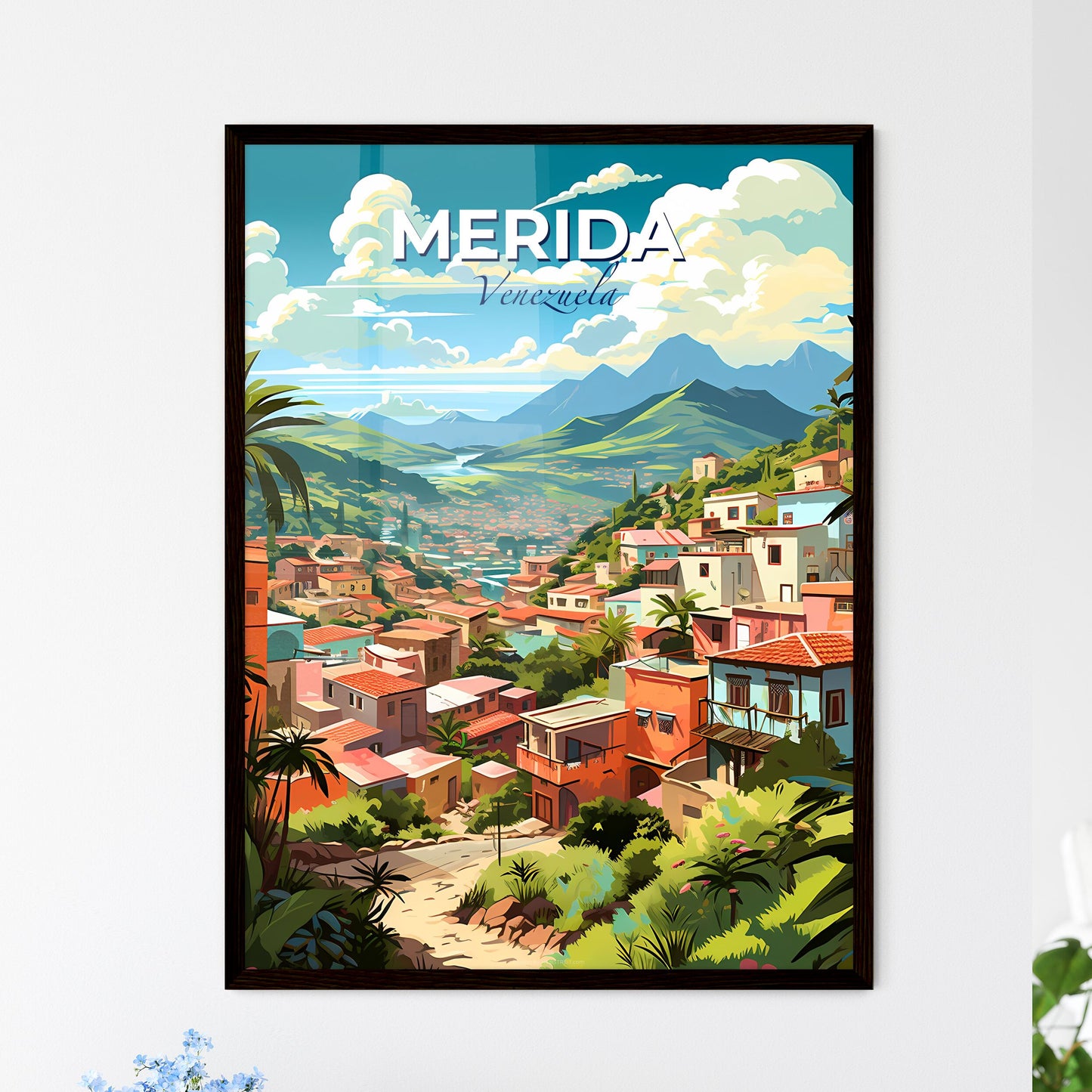 Vibrant Skyline of Mérida Venezuela - Colorful Town Art in a Valley Default Title