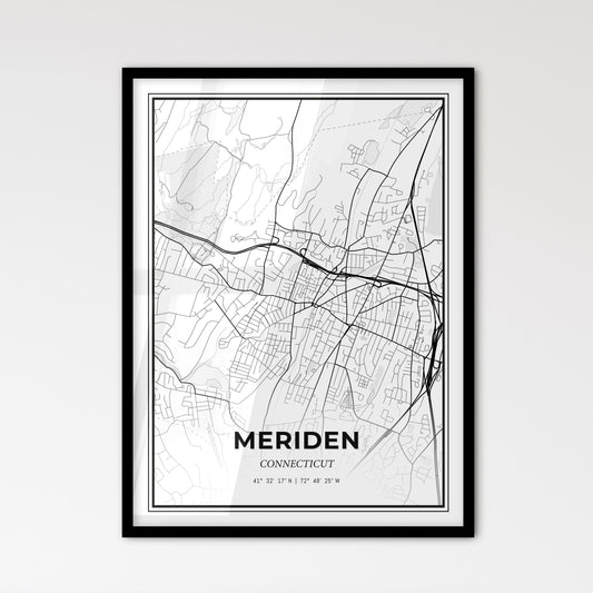 Meriden Connecticut - Scandinavian Style City Map for Modern Home Decor