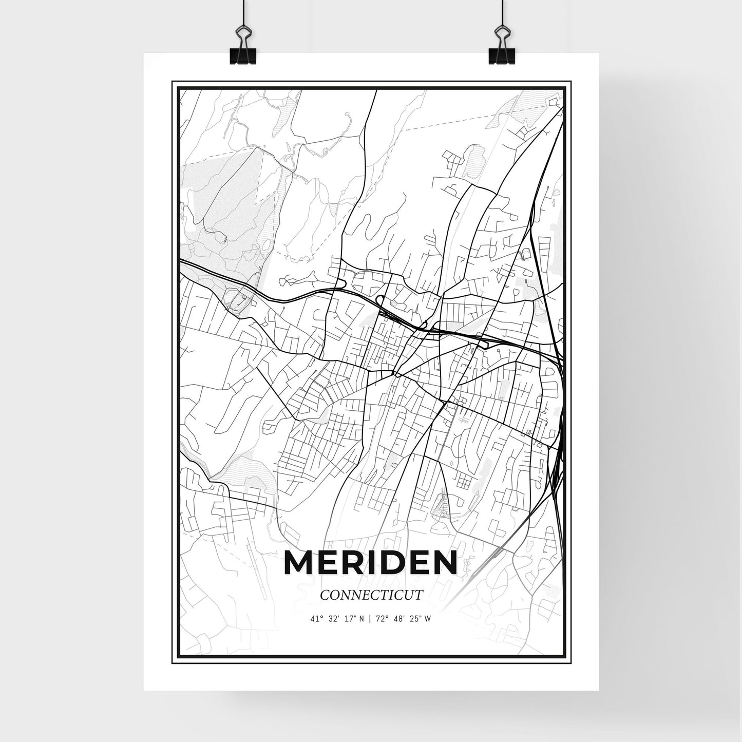 Meriden Connecticut - Premium City Map Poster