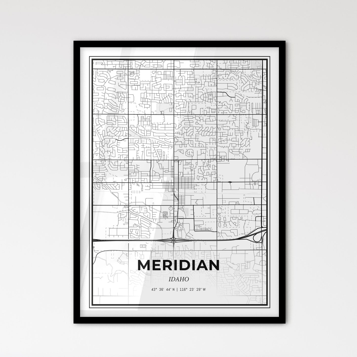 Meridian Idaho - Scandinavian Style City Map for Modern Home Decor