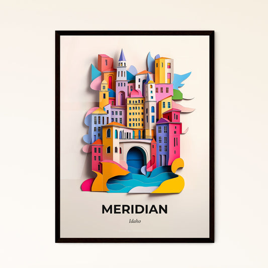 Vivid Meridian, Idaho - a colorful city with a bridge and a river