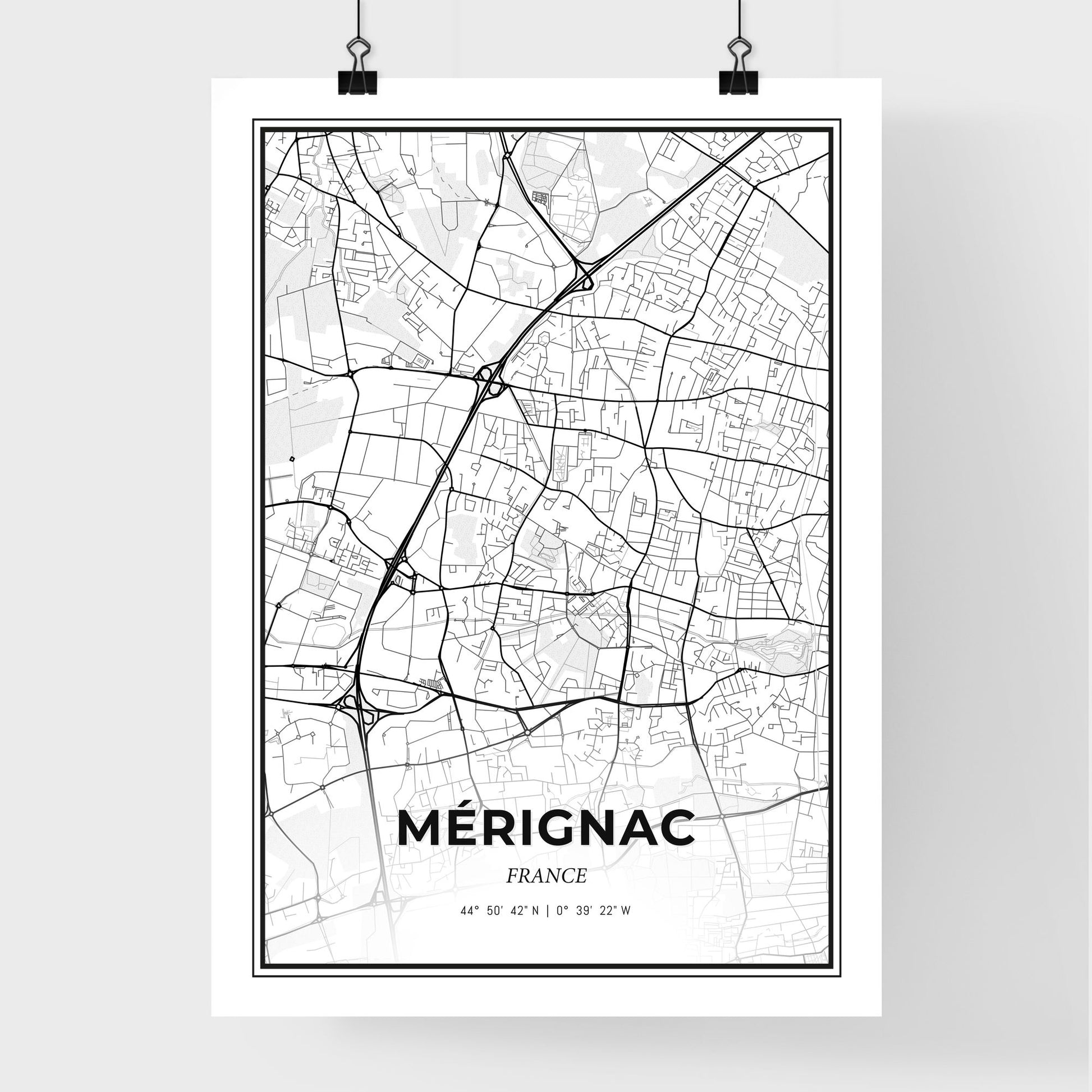 Mérignac France - Premium City Map Poster