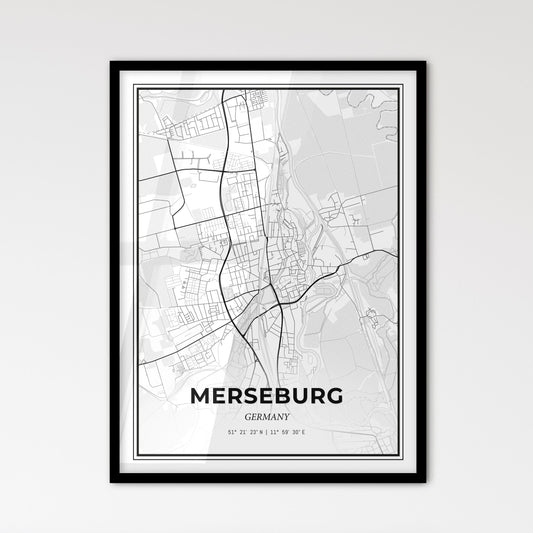 Merseburg Germany - Scandinavian Style City Map for Modern Home Decor