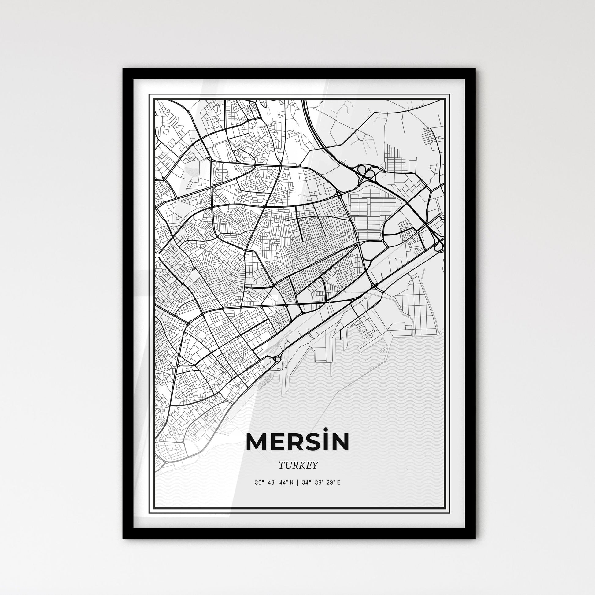 Mersin Turkey - Scandinavian Style City Map for Modern Home Decor