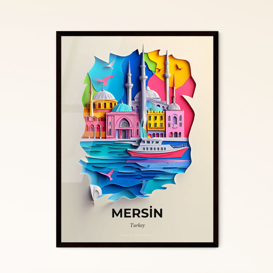 Vivid Mersin, Turkey - a paper cut of a boat in the water