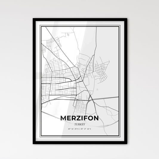 Merzifon Turkey - Scandinavian Style City Map for Modern Home Decor