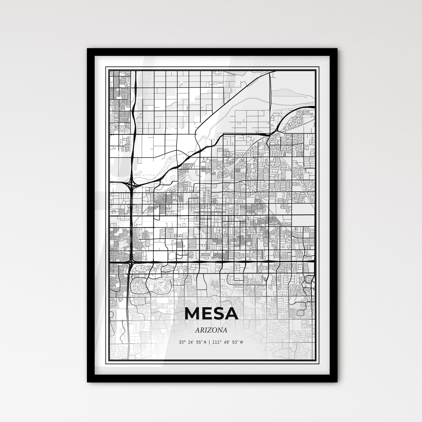 Mesa Arizona - Scandinavian Style City Map for Modern Home Decor