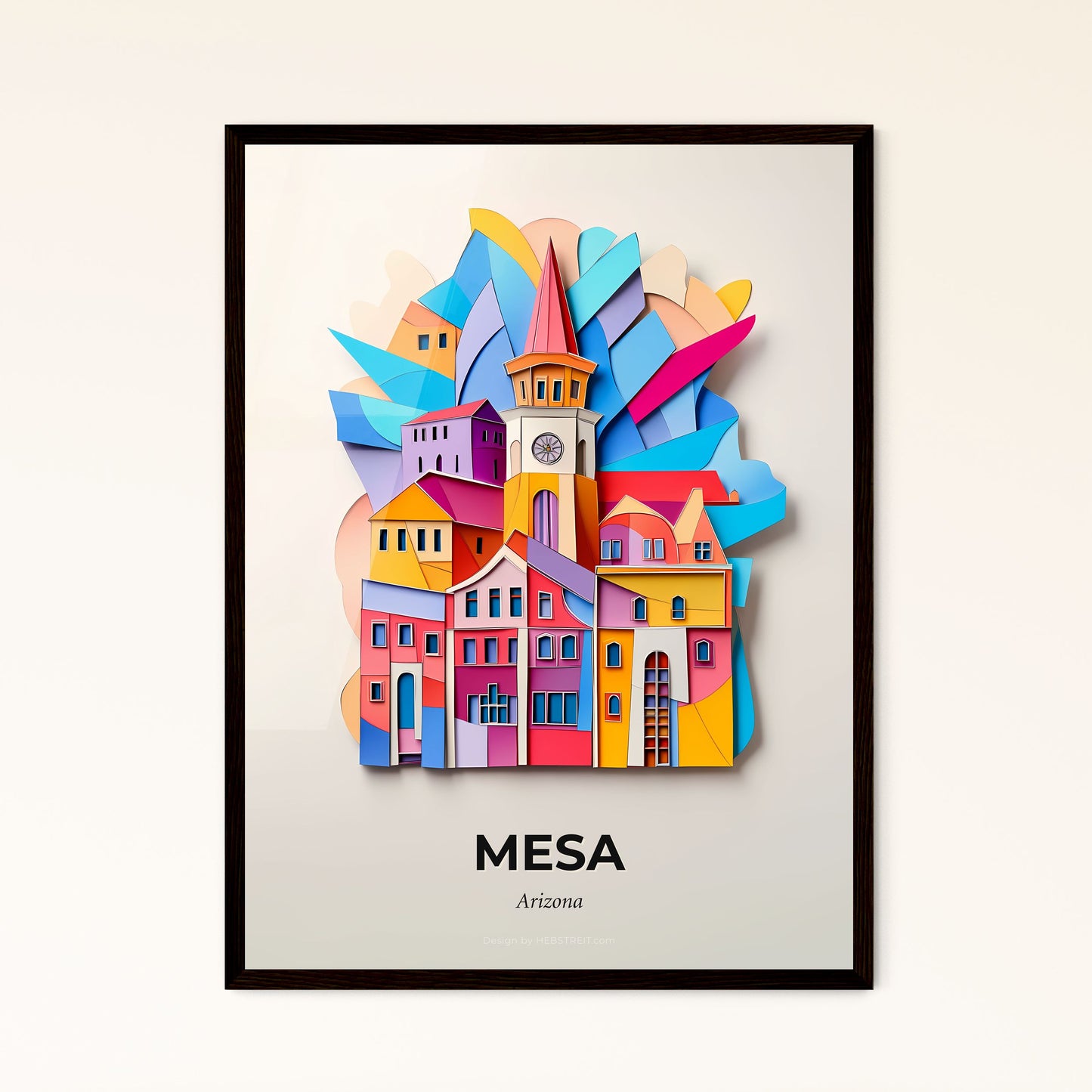 Vivid Mesa, Arizona - a colorful city with a clock tower on top of it