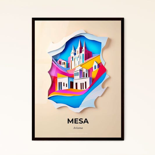 Vivid Mesa, Arizona - a paper cut of a city with a church