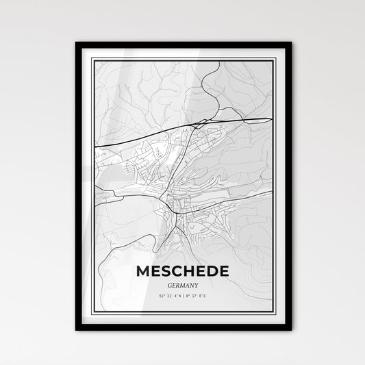 Meschede Germany - Scandinavian Style City Map for Modern Home Decor