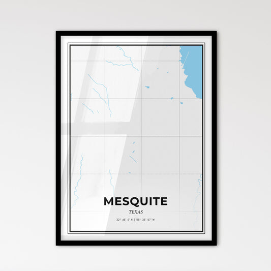 Mesquite Texas - Scandinavian Style City Map for Modern Home Decor