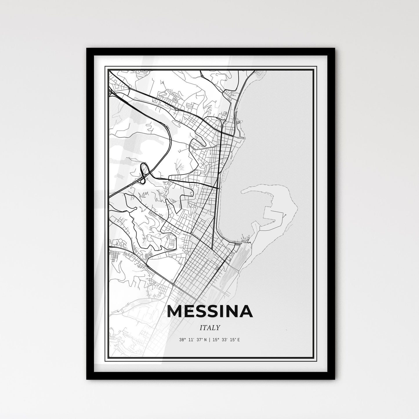 Messina Italy - Scandinavian Style City Map for Modern Home Decor