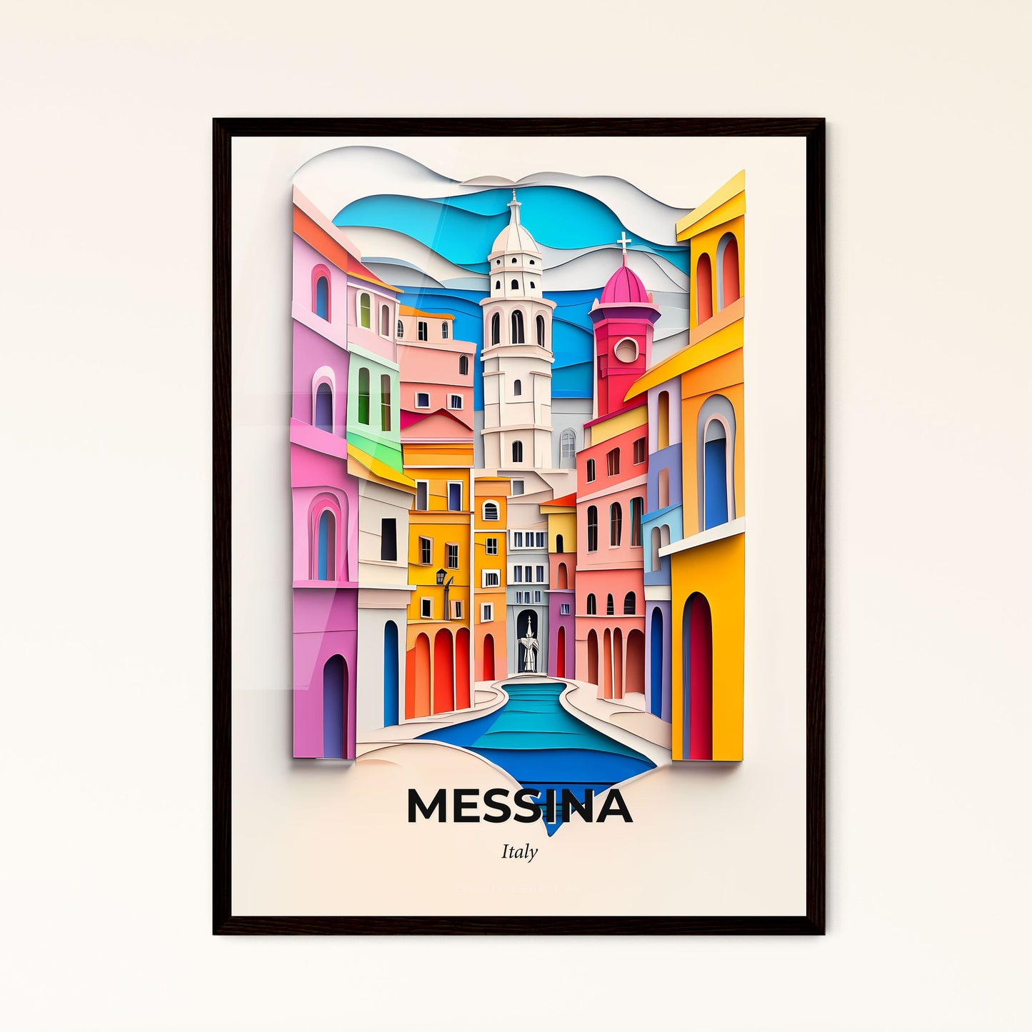 Vivid Messina, Italy - a colorful city with a clock tower and a river