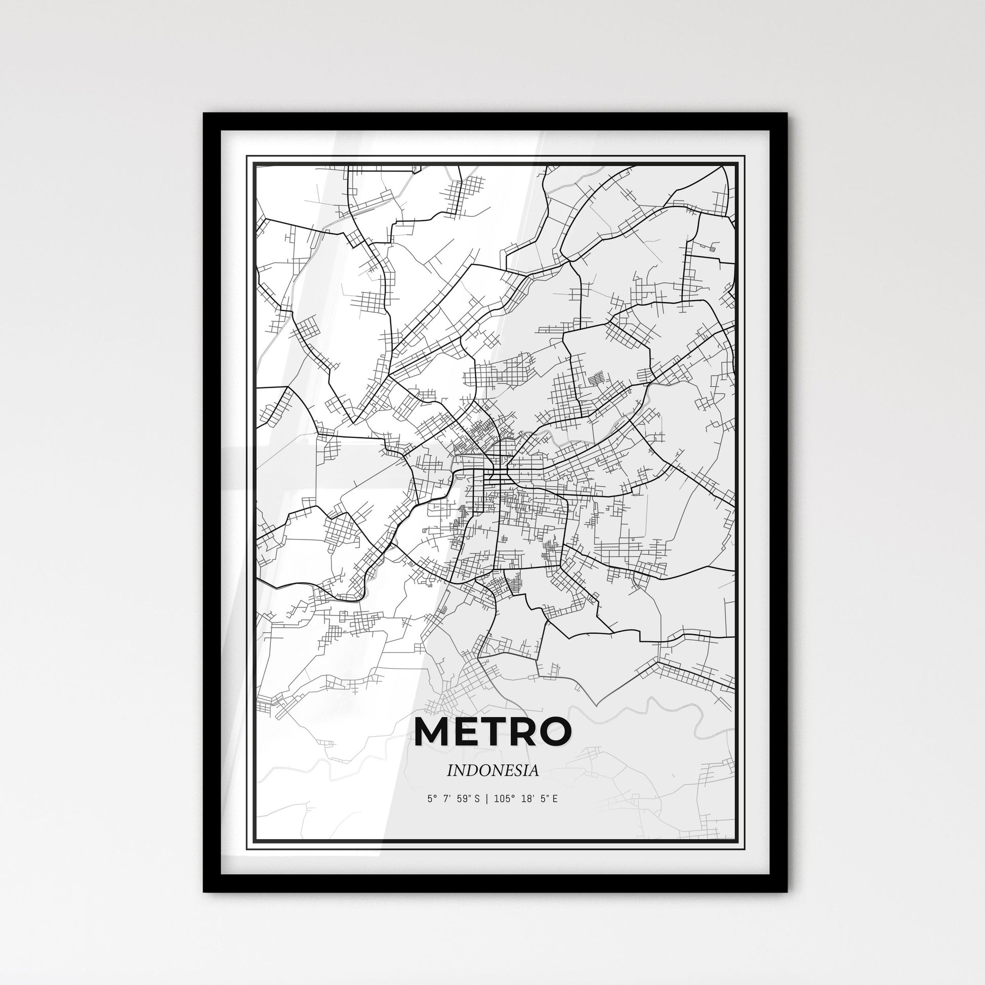 Metro Indonesia - Scandinavian Style City Map for Modern Home Decor