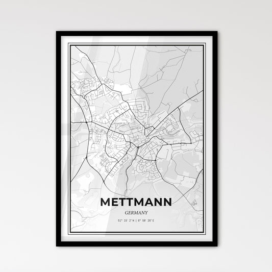 Mettmann Germany - Scandinavian Style City Map for Modern Home Decor