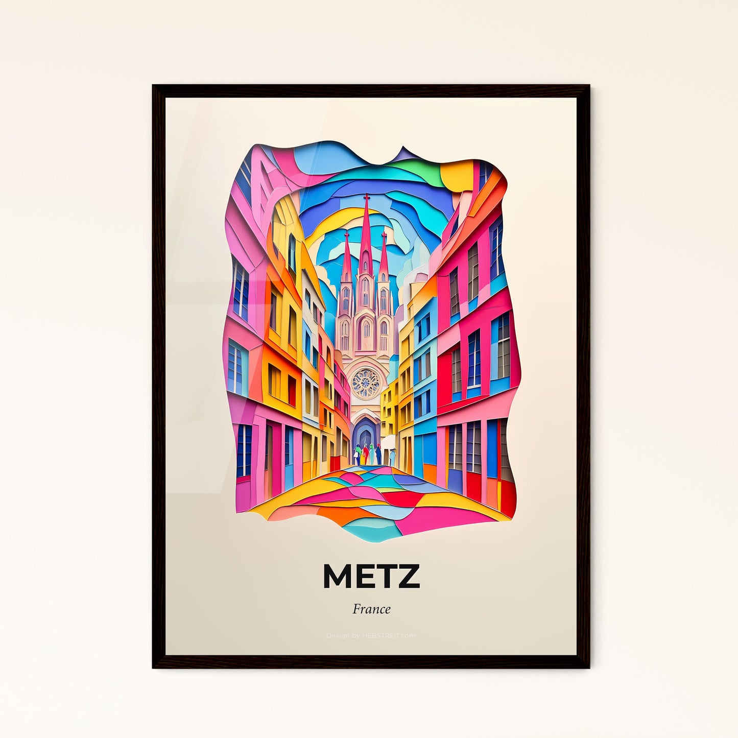 Vivid Metz, France - a colorful city street with a church in the background