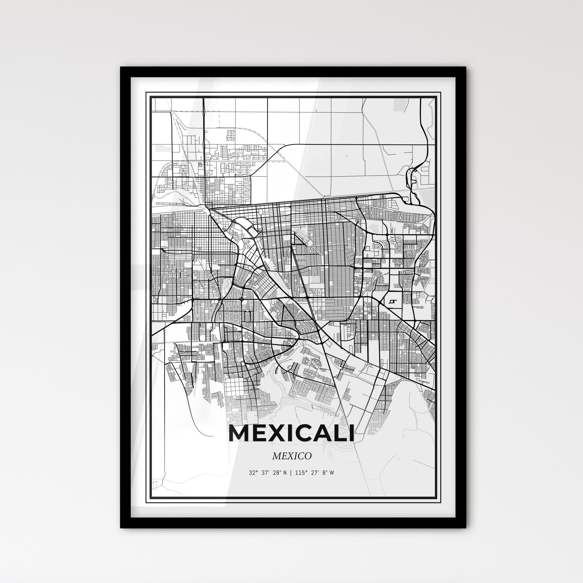 Mexicali Mexico - Scandinavian Style City Map for Modern Home Decor