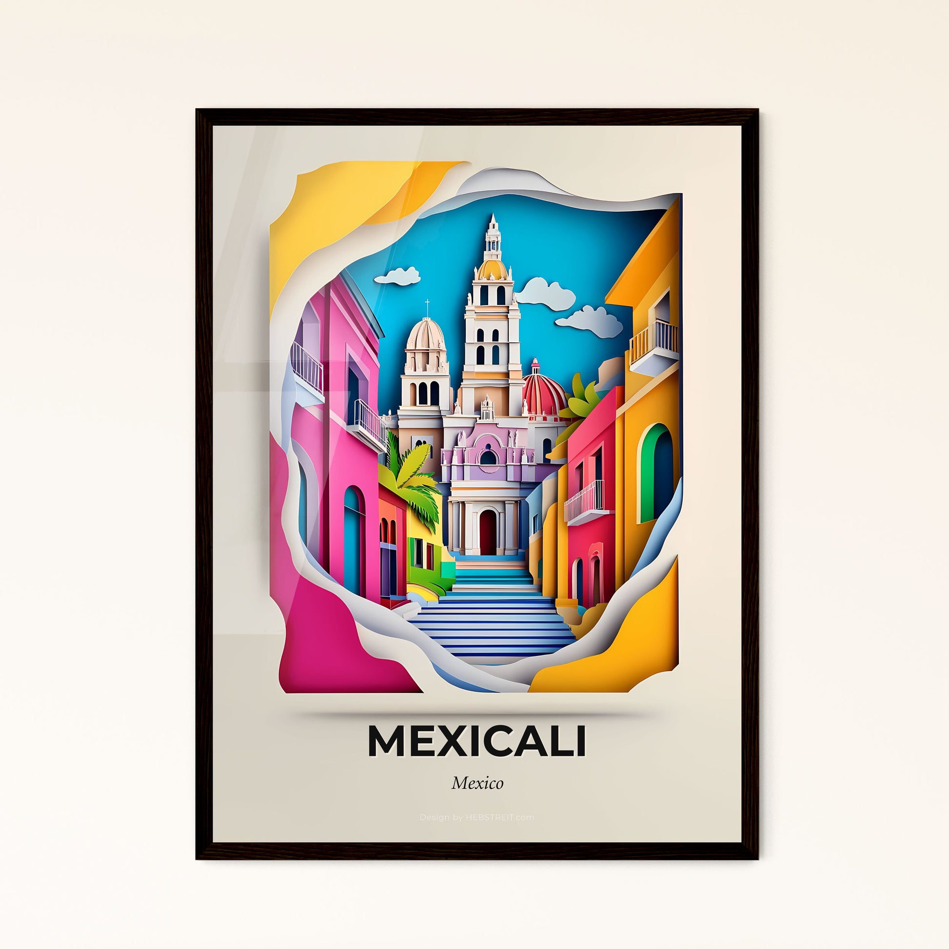 Vivid Mexicali, Mexico - a paper cut of a church and a stairway