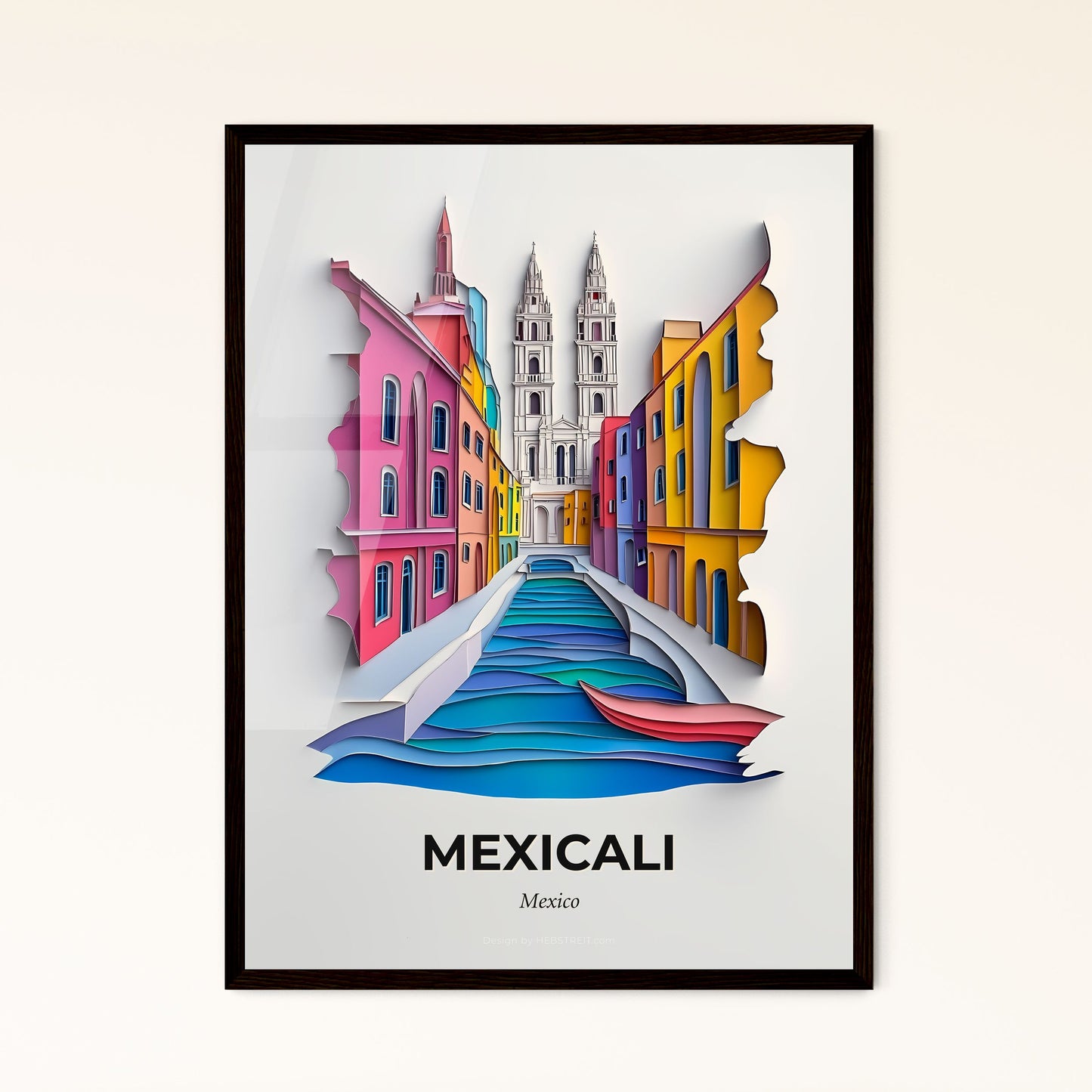 Vivid Mexicali, Mexico - a paper cut of a city with a boat