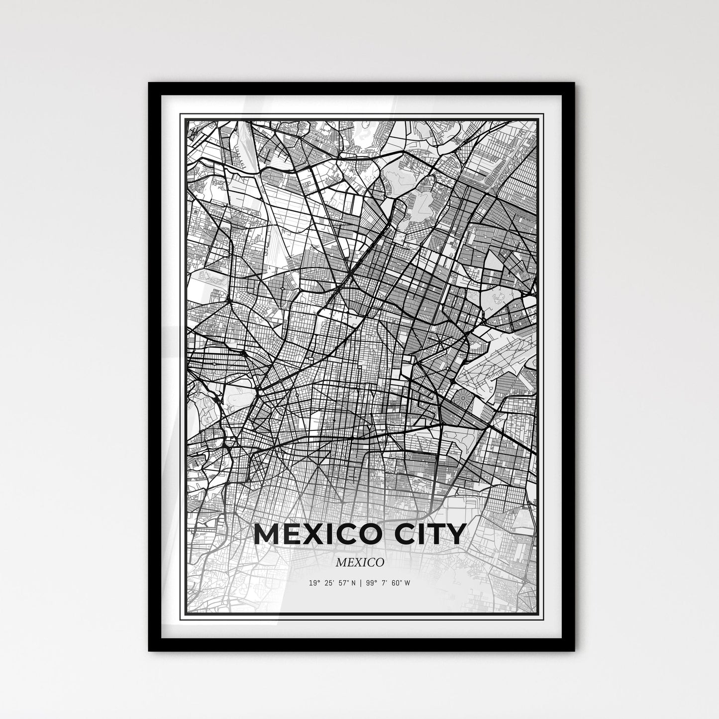 Mexico City Mexico - Scandinavian Style City Map for Modern Home Decor