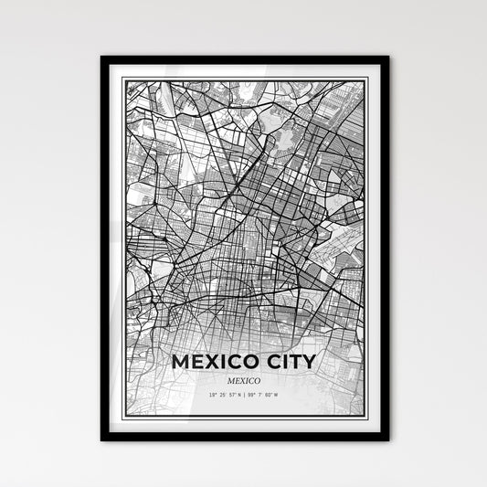 Mexico City Mexico - Scandinavian Style City Map for Modern Home Decor