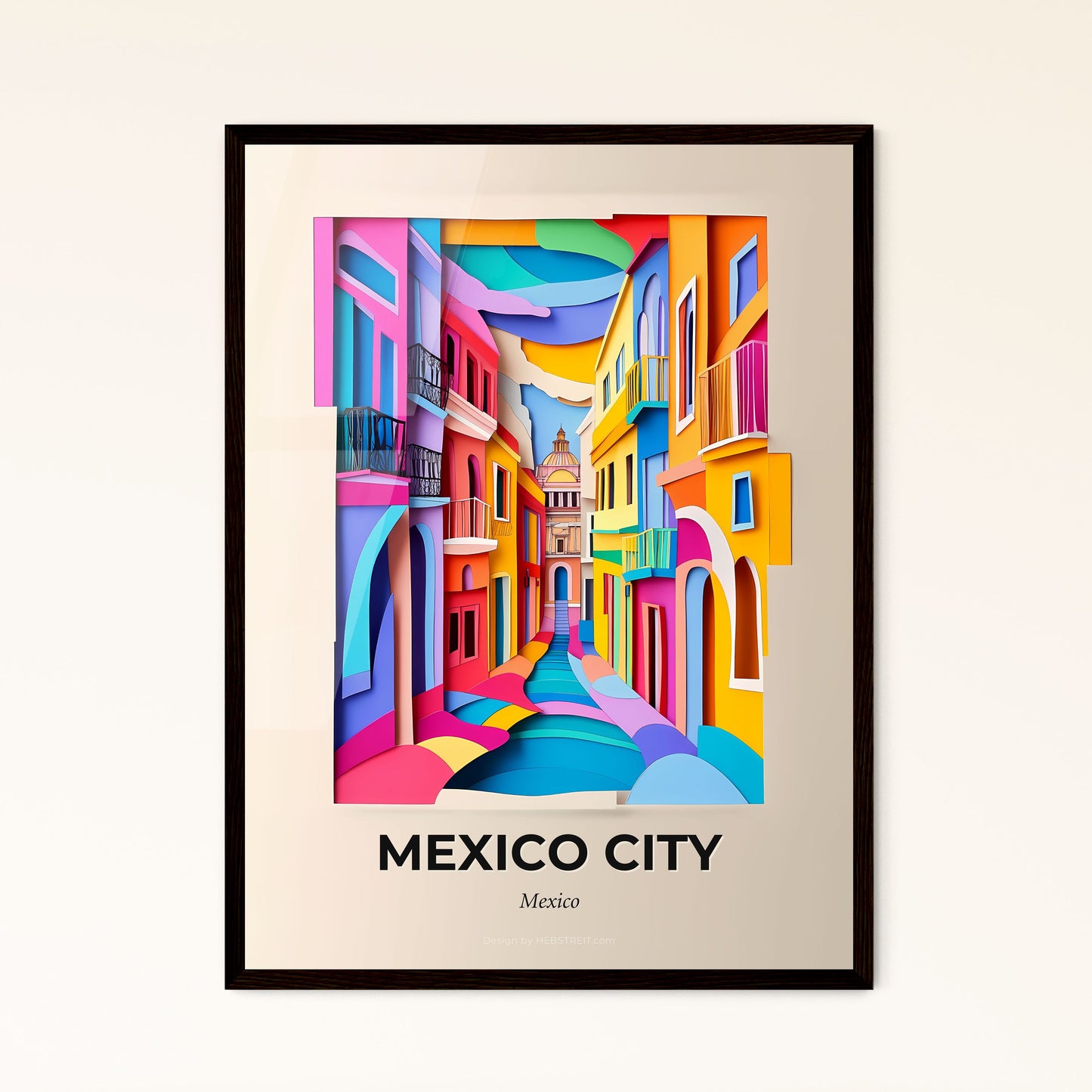 Vivid Mexico City, Mexico - a colorful city street with a clock tower in the background