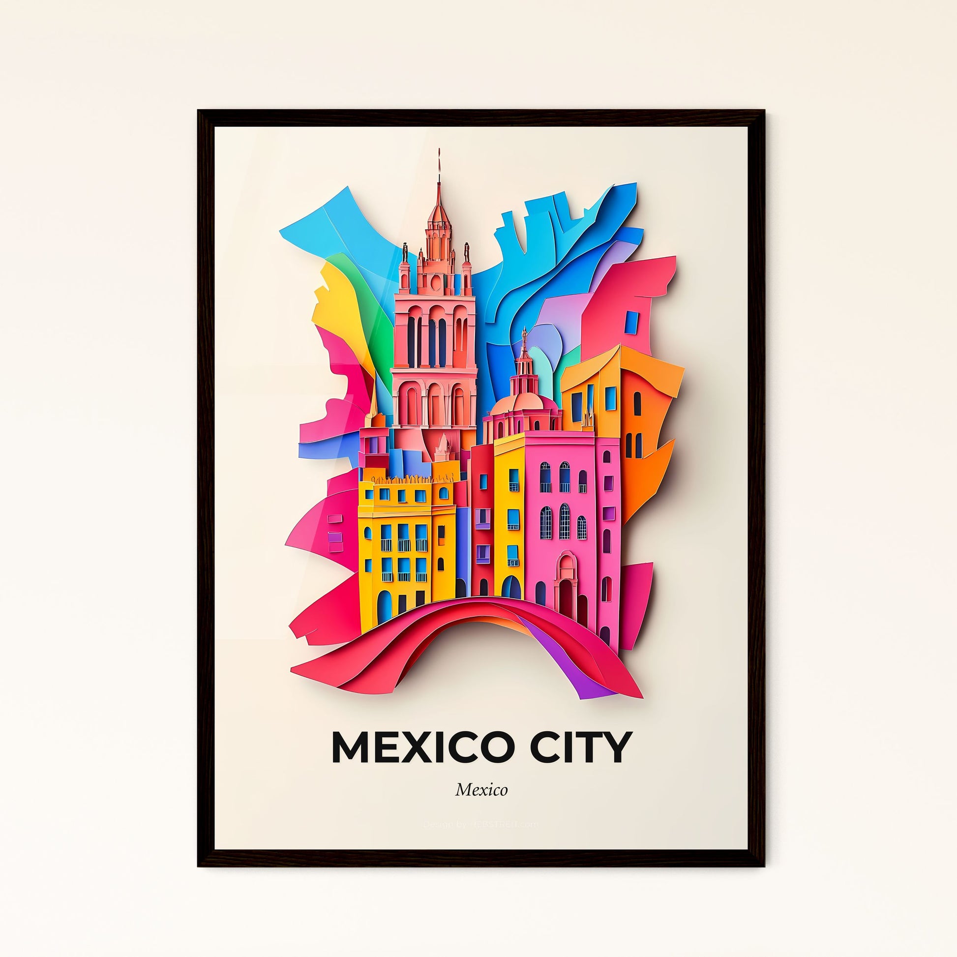 Vivid Mexico City, Mexico - a colorful city with a clock tower on top of it