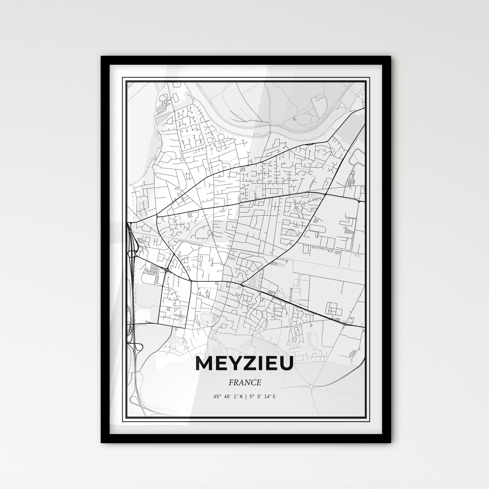 Meyzieu France - Scandinavian Style City Map for Modern Home Decor