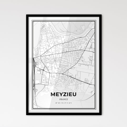 Meyzieu France - Scandinavian Style City Map for Modern Home Decor