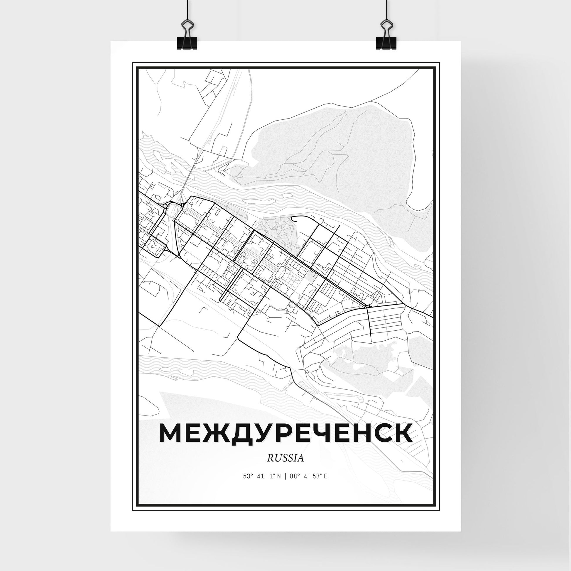 Mezhdurechensk Russia - Premium City Map Poster