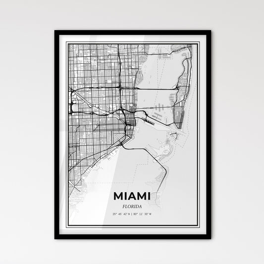 Miami Florida - Scandinavian Style City Map for Modern Home Decor