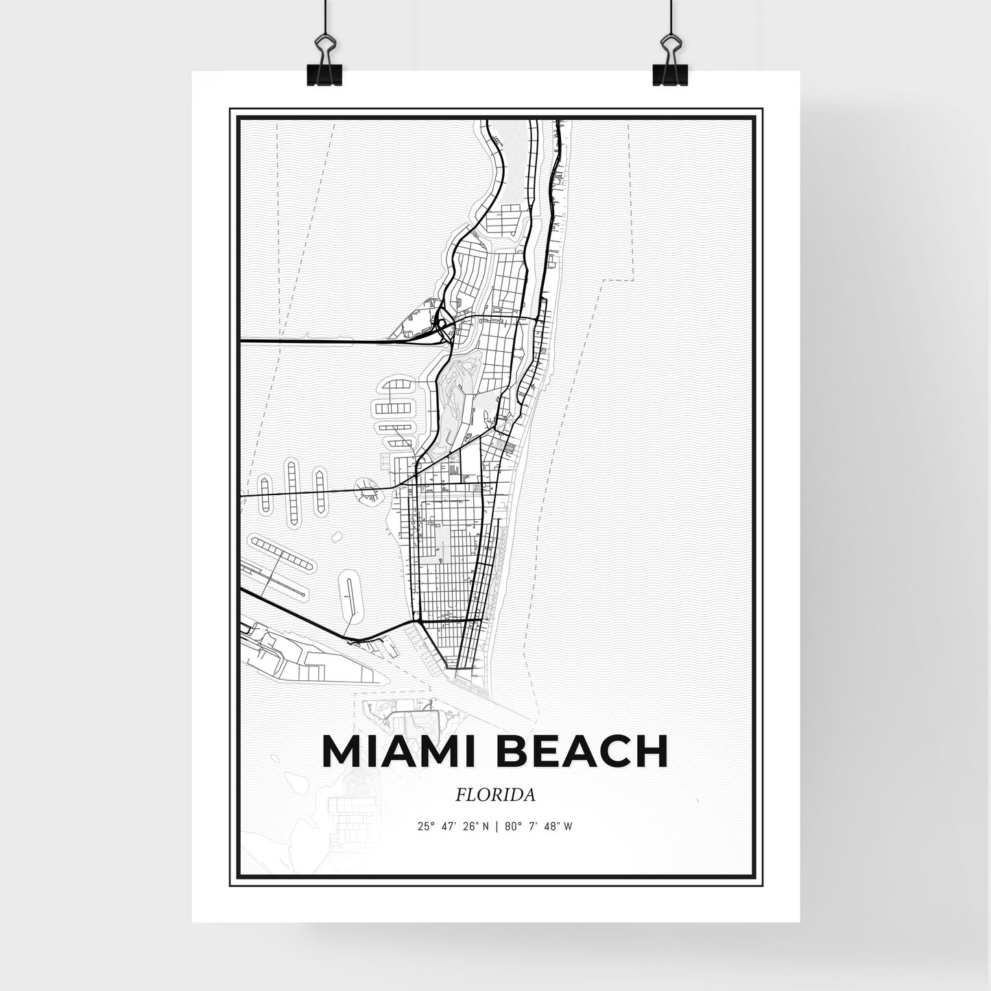 Miami Beach Florida - Premium City Map Poster