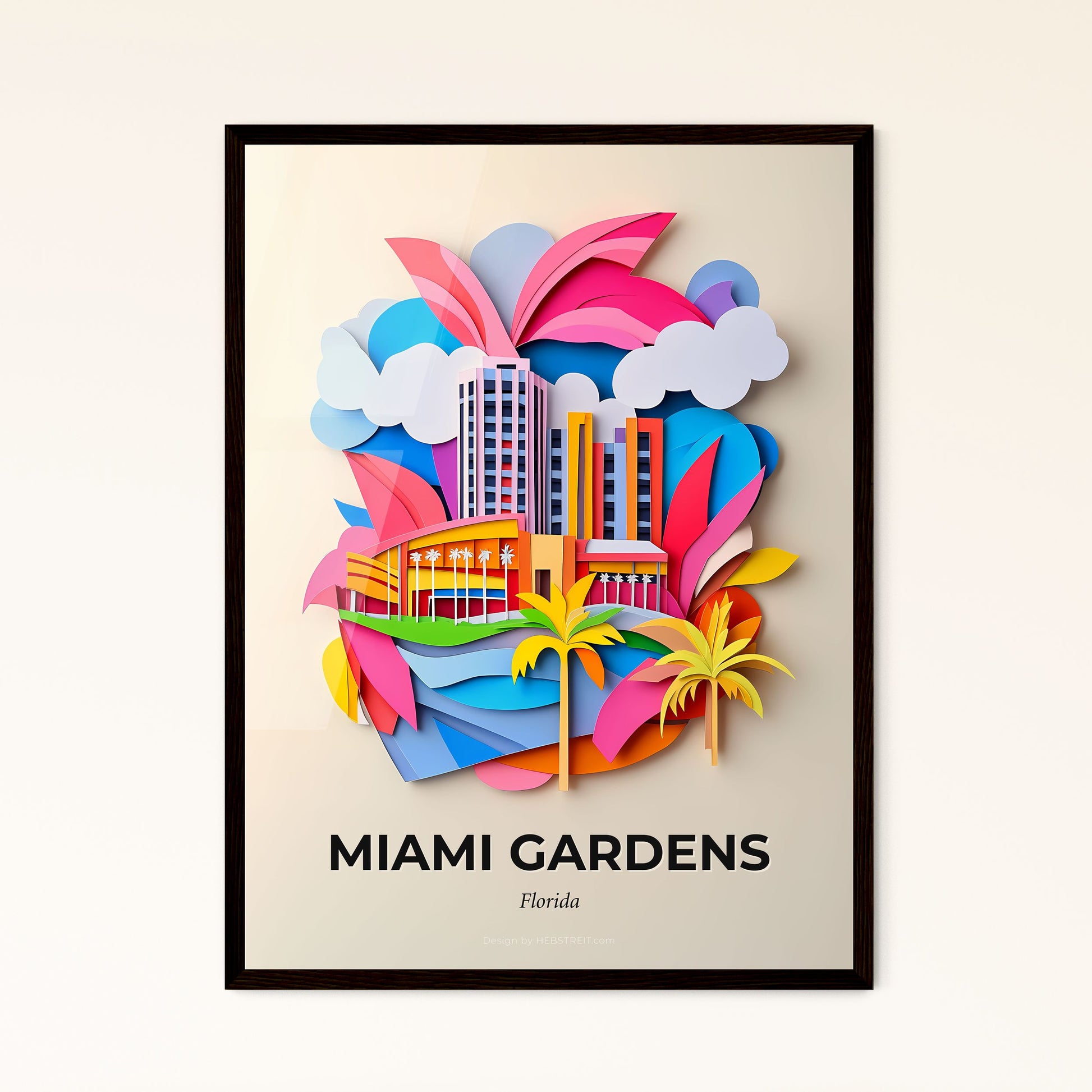 Vivid Miami Gardens, Florida - a paper cut of a city with palm trees